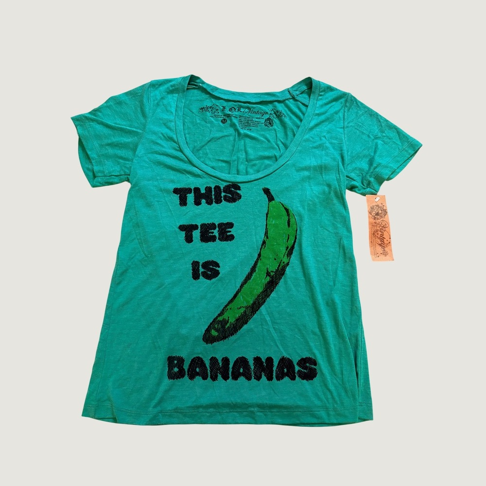 Y2K LOL Vintage Scene This Tee Is Bananas Graphic Scoop Neck T-Shirt Green #16